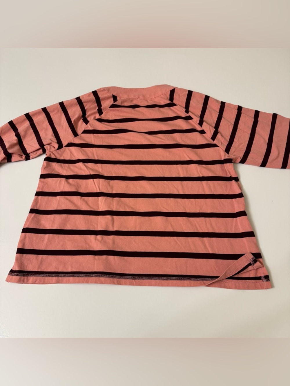 Talbots Pink and Black Striped Button-Shoulder Long Sleeve Top - Picture 2 of 7